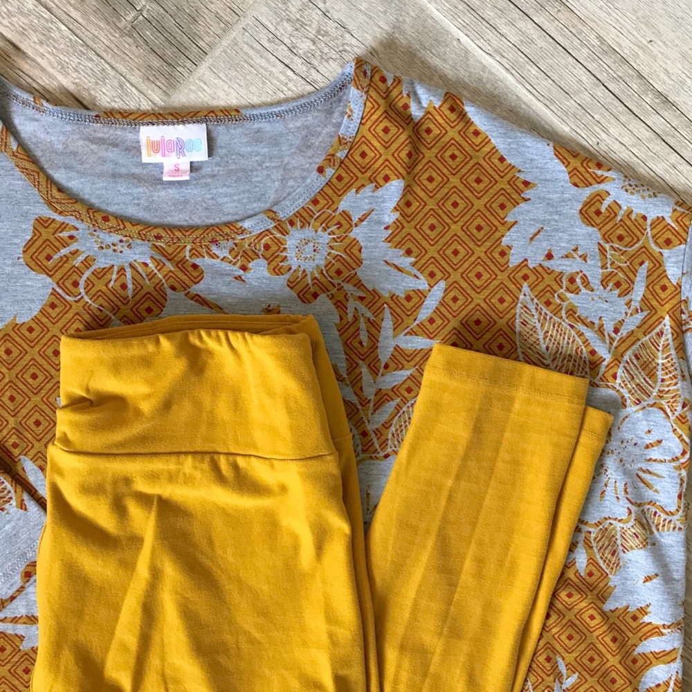 Mustard Floral Irma and OS Legging set